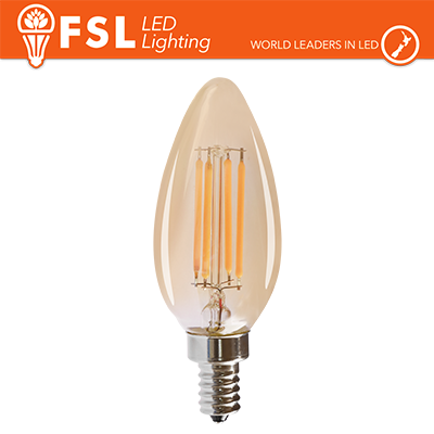 [FLC35V4W22K14] Lampada Oliva Filamento Ambra - 4W 2200K E14 330LM