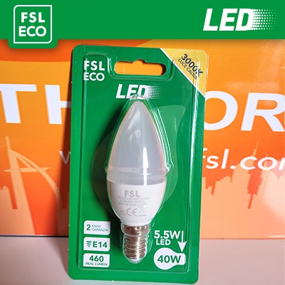 [FLEC37B6W30K14] Lampada Oliva BLISTER - 5,5W 3000K E14