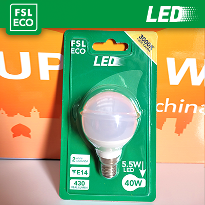 [FLEG45B6W40K14] Lampada Sfera BLISTER - 5,5W 4000K E14