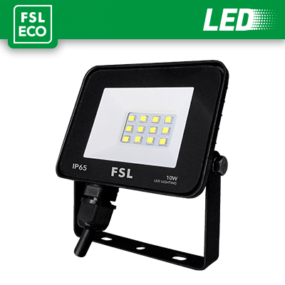 FSL Proiettore LED per esterni 10W IP65 4000K Nero, 900lm, angolo 120°, staffa regolabile 360°, nuova classe ERP F