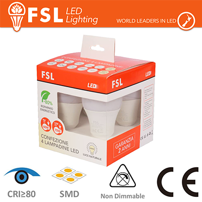 [FL4P-129W3K] Lampada Goccia: Confezione PROMO 4PACK Mix 2x9w+2x12w 3000K