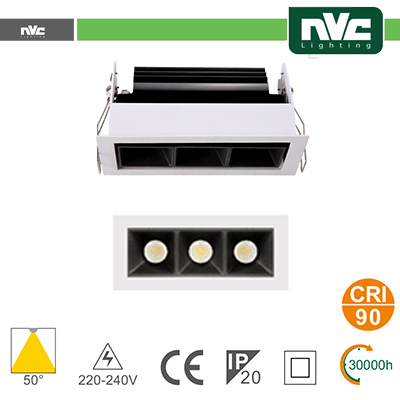 [NV52C3X3W4K50WB] Incasso Multi lampada - 3X3W 530LM 4000K 50° >90CRI