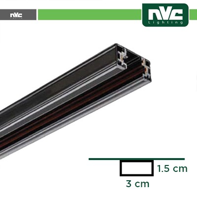 [NVTRT3B-1M] Binario Monofase - 1m Testata inclusa / Colore Nero