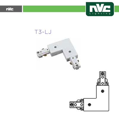 [NVTR-T3LJ] Connettore Forma  L  Binario Monofase - Colore Bianco