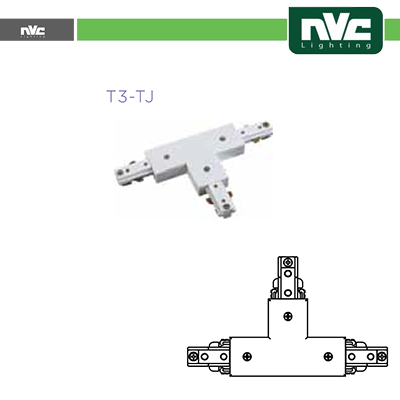 [NVTR-T3TJ] Connettore Forma  T  Binario Monofase - Colore Bianco