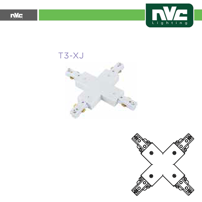 [NVTR-T3XJ] Connettore Forma  X  Binario Monofase - Colore Bianco