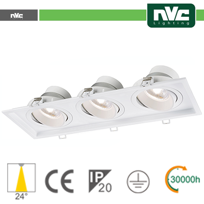 [NVM1A-3X9W4K24] Incasso Multi lampada - 27w (3x9w) 4000k 2160lm >24°