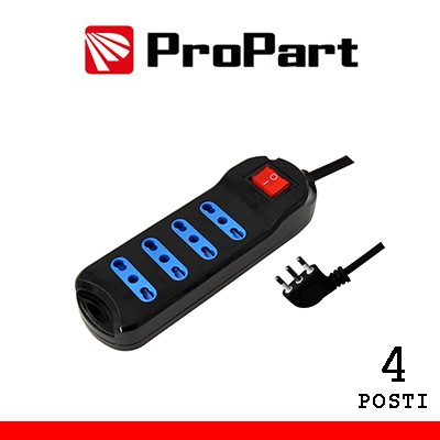 [PEM2714-BK] Multipresa 4pos bipasso spina16A +interr. nera