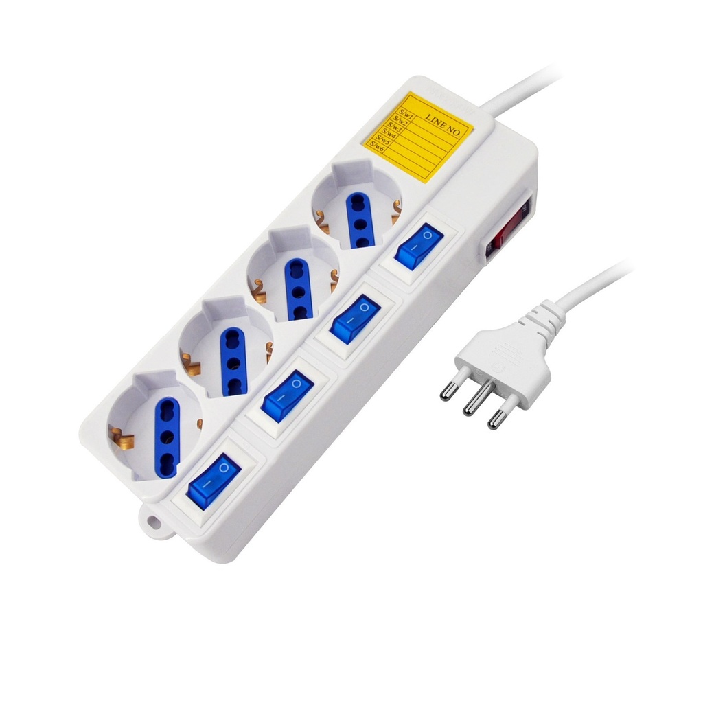 Multipresa 4pos bipasso/schuko spina16A +interr. multipli