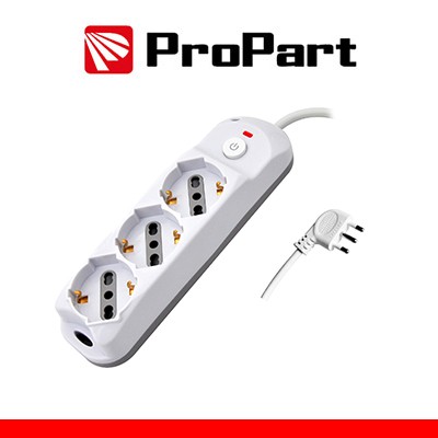 [PEM3523-W] Multipresa 3pos bipasso/schuko + interrutt nuovo modello spina 16A