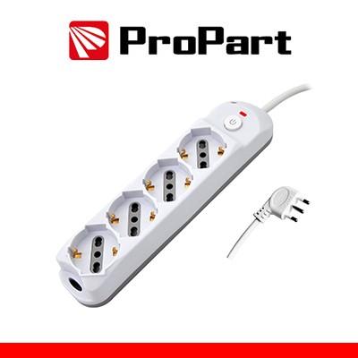 [PEM3524-W] Multipresa 4pos bipasso/schuko + interrutt nuovo modello spina 16A