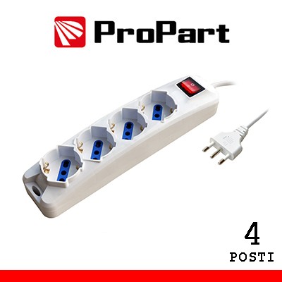 [PEM3504-W3] Multipresa 4pos bipasso/schuko spina16A +inter 3m