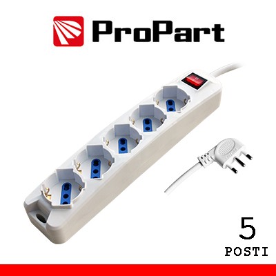 [PEM3505-W] Multipresa 5pos bipasso/schuko spina16A +interr.