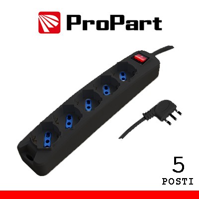 [PEM3505-BK] Multipresa 5pos bipasso/schuko spina16A +interr. NERA