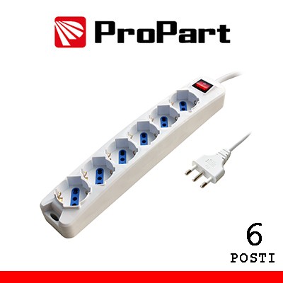 [PEM3506-W] Multipresa 6pos bipasso/schuko spina16A +interr.