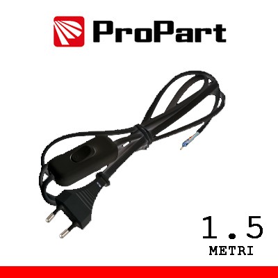 [PES203088-BKP] Cavetto con interruttore 1.5m spina10A 2poli nero polybag