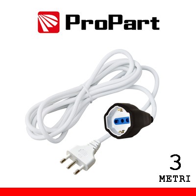 [PEP1124-3-W] Prolunga lineare bipasso-schuko/bipasso 3metri spina16A