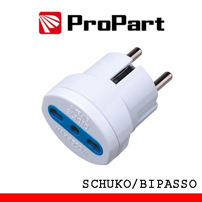 [PES1010-WP] Adattatore bipasso spina schuko polybag