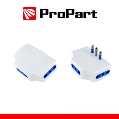 [PEA1018-W] Adattatore presa tripla,3 prese 2P+T 10/16A bipasso, Spina 16a laterale
