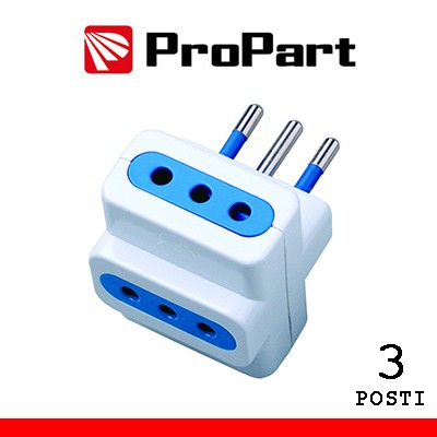 [PES1025A-WP] Adattatore triplo 3pos 10A spina10A polybag