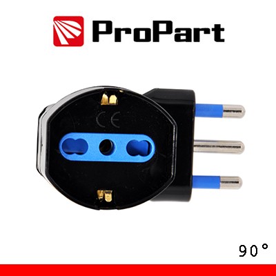 [PES1067-BK] Adattatore schuko 90° spina16A salvaspazio nero