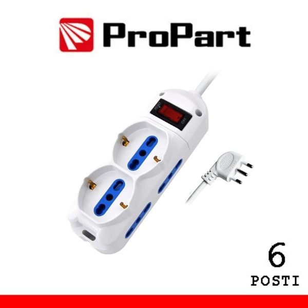 Multipresa 6pos bipasso + bipasso/schuko spina10A + inter.