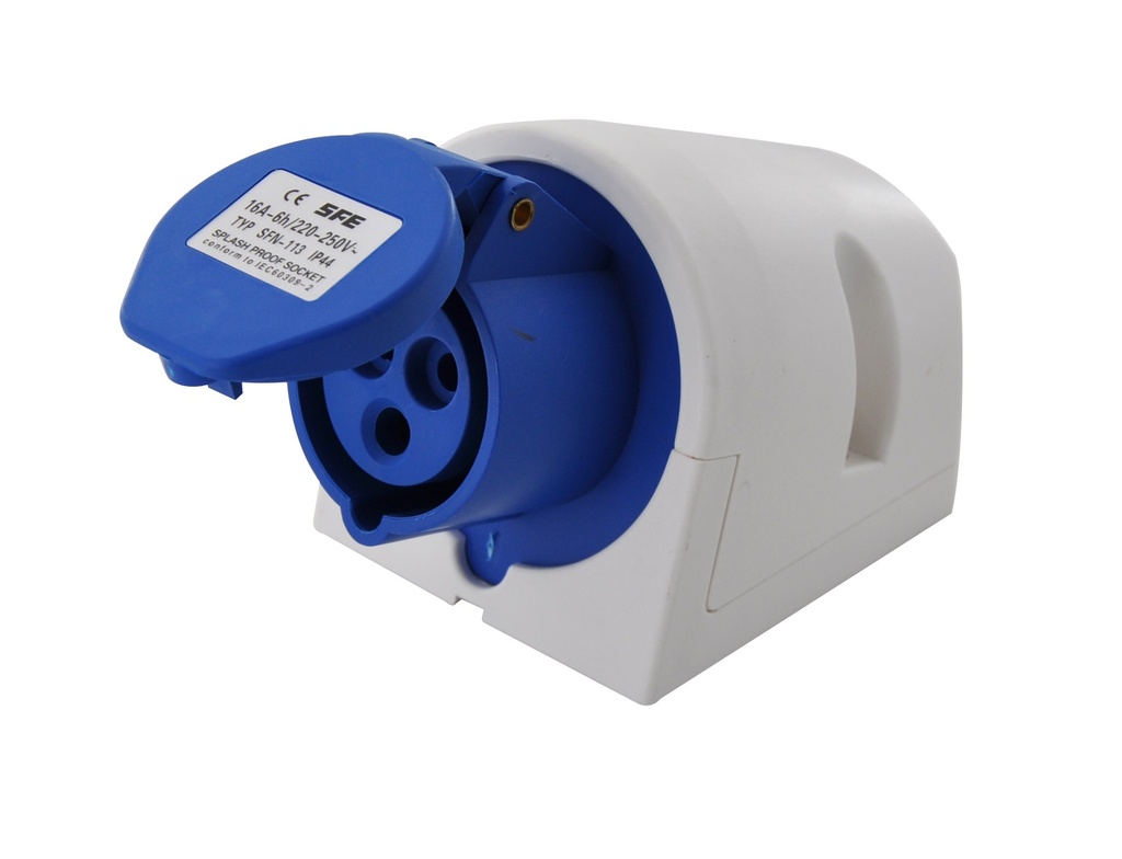 [PEI113] Presa a muro Indust. CEE 16A-6h 2P+T 220-250V IP44