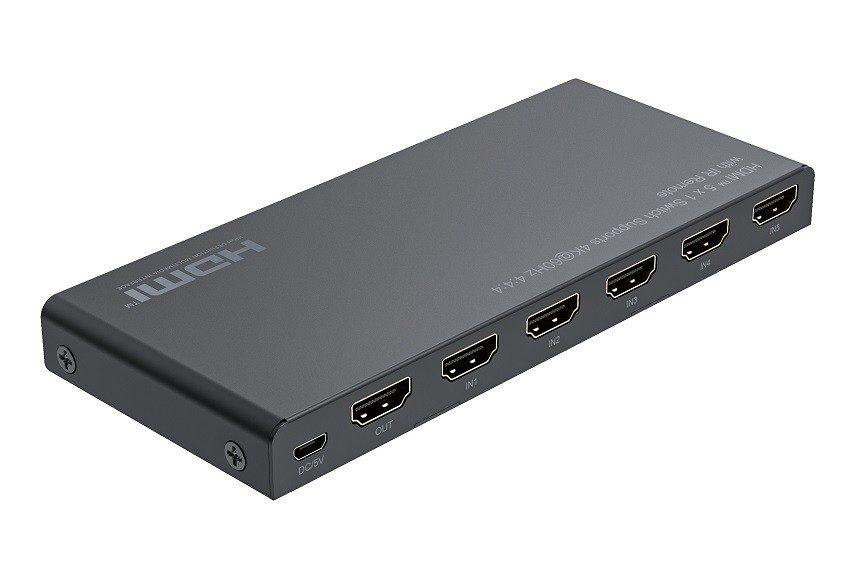 [PT-2PET0501SM] Switch 5x1 HDMI 2.0 18G 4k@60hz HDR, con telecomando IR