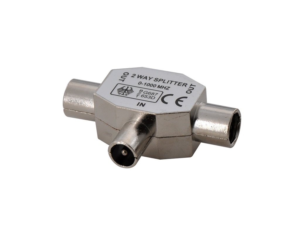 [PETV2007] Splitter coax in ottone nichelato - 1 spina/2 prese