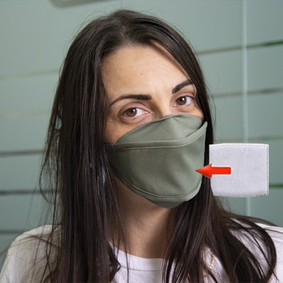 [FM-NCVS001] Mascherina in cotone lavabile Porta-Filtro Verde Scuro TG:L